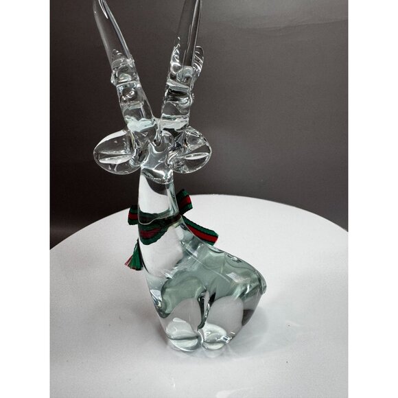 Enesco Crystal Clear Art Glass Reindeer Figurine 7 Inch Holiday Decor Accent - Picture 4 of 9
